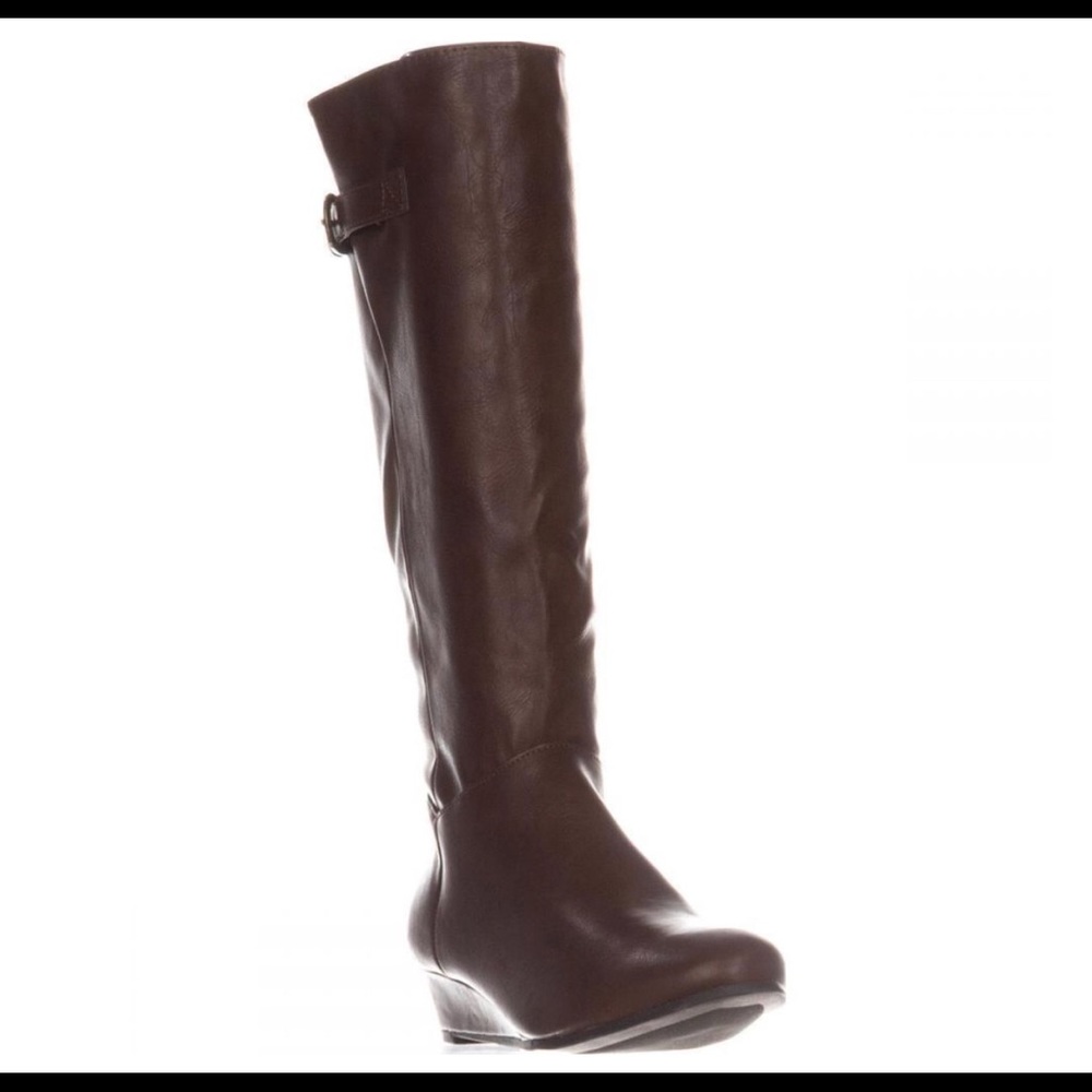 STYLE &CO SC35 Rainne Wedge Mid-Calf Boots, Cognac